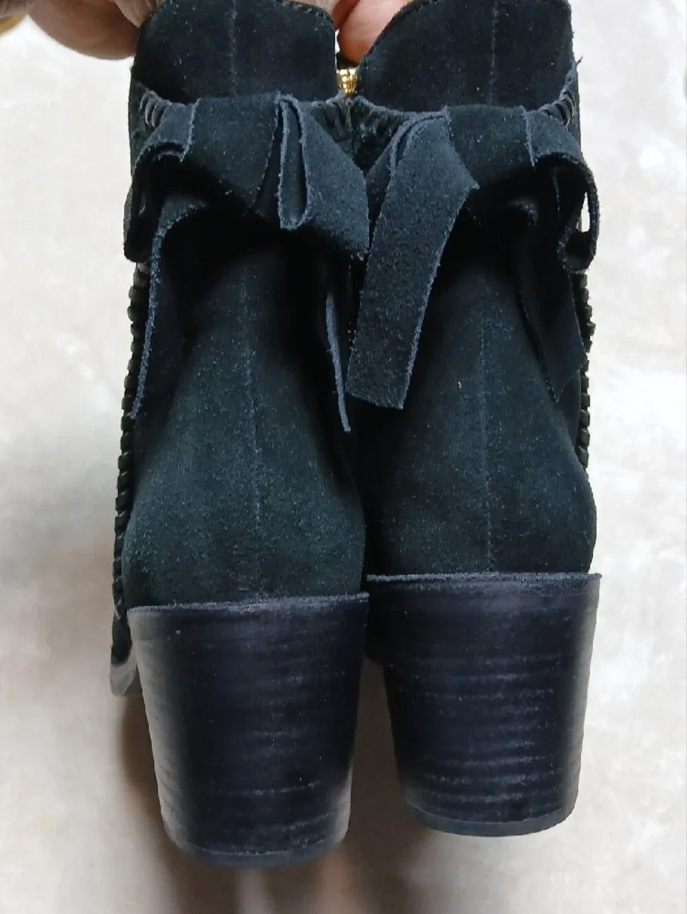 UGG Fraise Whipstichts Black Suede Ankle Boot with Back Bow Size 8